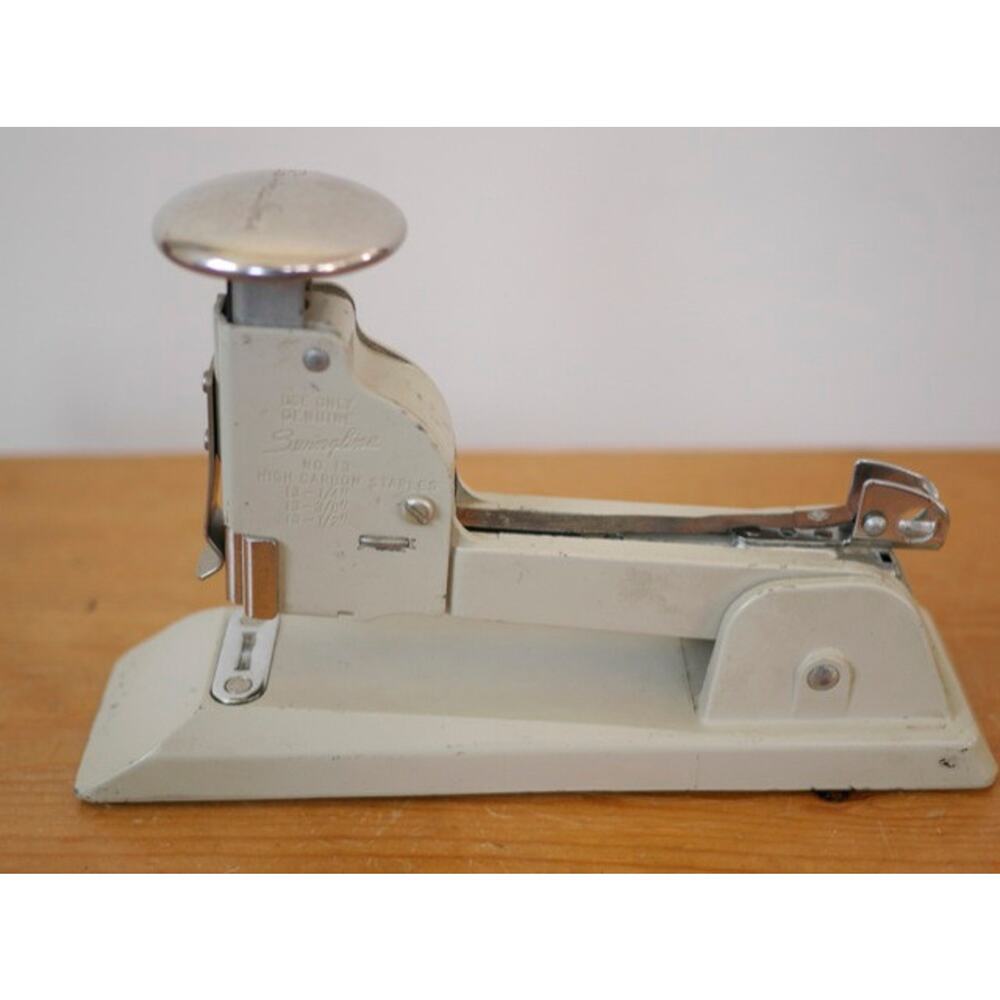 Vtg Swingline 13 Beige Metal Industrial Era Art Deco Heavy Duty Steel Stapler